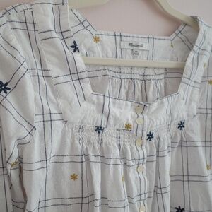 Madewell Embroidered Windowpane Top – Size XS